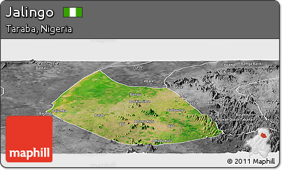 Satellite Panoramic Map of Jalingo, desaturated