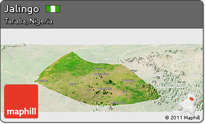 Satellite Panoramic Map of Jalingo, lighten