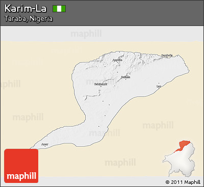 Classic Style 3D Map of Karim-La, single color outside