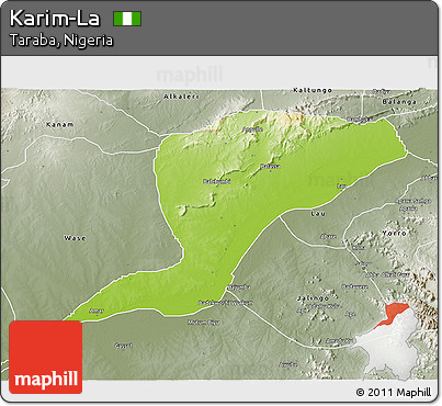Physical 3D Map of Karim-La, semi-desaturated