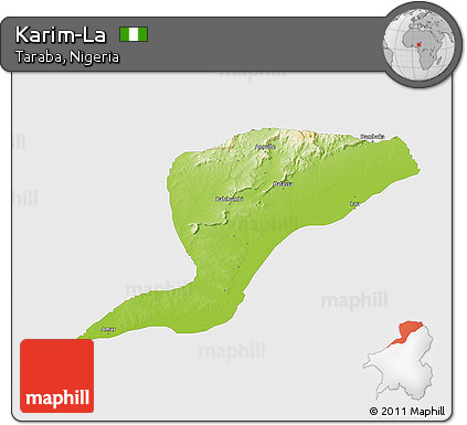 Physical 3D Map of Karim-La, single color outside