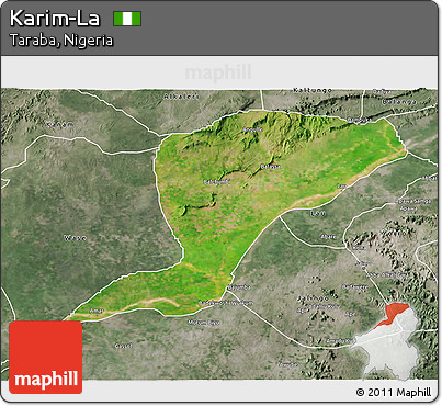 Satellite 3D Map of Karim-La, semi-desaturated
