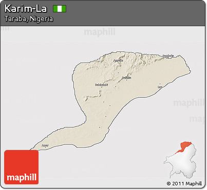 Shaded Relief 3D Map of Karim-La, single color outside