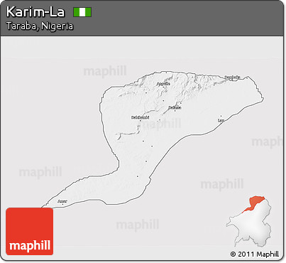 Silver Style 3D Map of Karim-La, single color outside