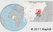 Gray Location Map of Karim-La, highlighted country, highlighted parent region, hill shading