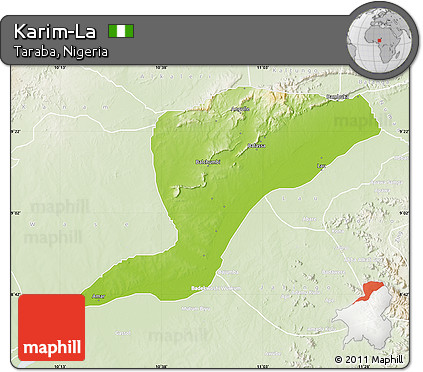 Physical Map of Karim-La, lighten