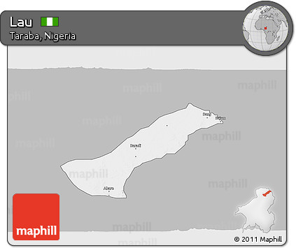 Gray 3D Map of Lau, single color outside