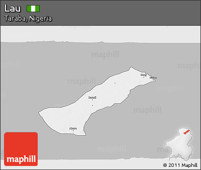 Gray 3D Map of Lau, single color outside