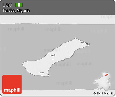 Gray 3D Map of Lau, single color outside