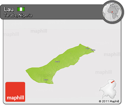 Physical 3D Map of Lau, cropped outside