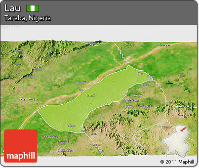 Physical 3D Map of Lau, satellite outside