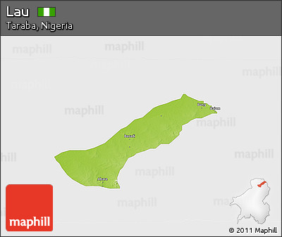 Physical 3D Map of Lau, single color outside