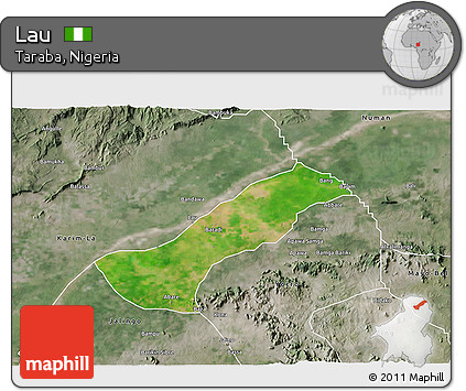 Satellite 3D Map of Lau, semi-desaturated