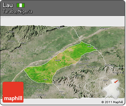 Satellite 3D Map of Lau, semi-desaturated