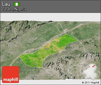 Satellite 3D Map of Lau, semi-desaturated