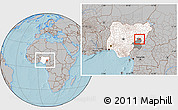 Gray Location Map of Lau, highlighted country, highlighted parent region, within the entire country, hill shading
