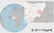 Gray Location Map of Lau, highlighted country, hill shading