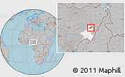 Gray Location Map of Lau, highlighted parent region, hill shading