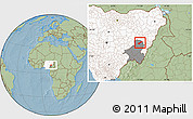 Savanna Style Location Map of Lau, highlighted country, highlighted parent region, hill shading