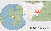 Savanna Style Location Map of Lau, highlighted country, hill shading