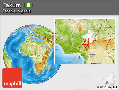 Physical Location Map of Takum, highlighted parent region