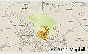 Physical 3D Map of Zing, shaded relief outside