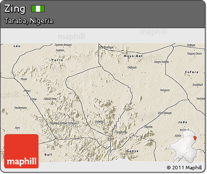 Shaded Relief 3D Map of Zing