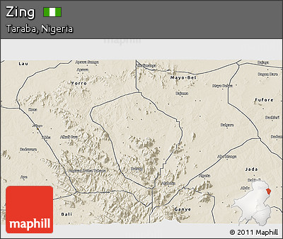 Shaded Relief 3D Map of Zing