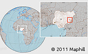 Gray Location Map of Zing, highlighted country, within the entire country, hill shading