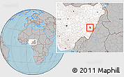 Gray Location Map of Zing, highlighted country, hill shading