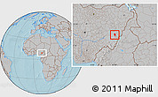 Gray Location Map of Zing, hill shading