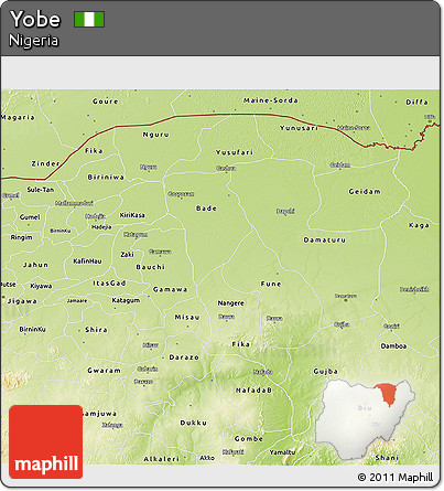 Physical 3D Map of Yobe