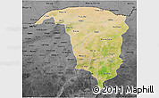 Satellite 3D Map of Yobe, darken, desaturated