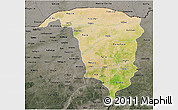 Satellite 3D Map of Yobe, darken, semi-desaturated
