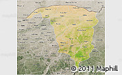Satellite 3D Map of Yobe, semi-desaturated