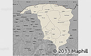 Shaded Relief 3D Map of Yobe, darken, desaturated