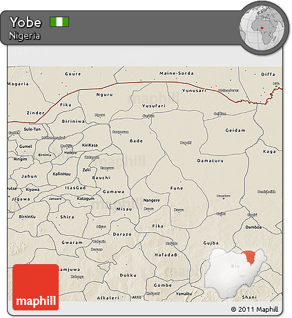 Shaded Relief 3D Map of Yobe