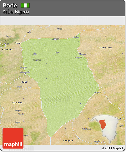 Physical 3D Map of Bade, satellite outside