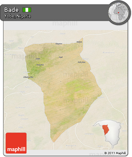 Satellite 3D Map of Bade, lighten