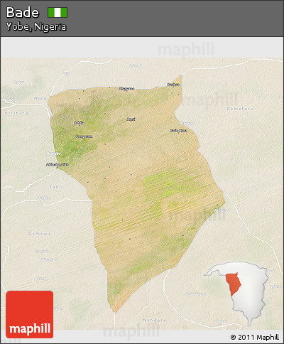 Satellite 3D Map of Bade, lighten