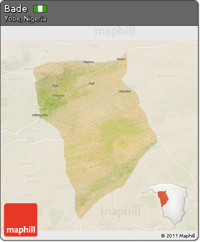 Satellite 3D Map of Bade, lighten