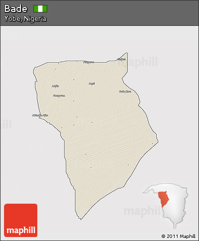 Shaded Relief 3D Map of Bade, single color outside