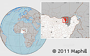 Gray Location Map of Bade, highlighted country, highlighted parent region, hill shading