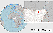 Gray Location Map of Bade, highlighted country, hill shading