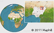 Satellite Location Map of Bade, highlighted country, highlighted parent region, within the entire country