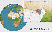 Satellite Location Map of Bade, highlighted country, highlighted parent region
