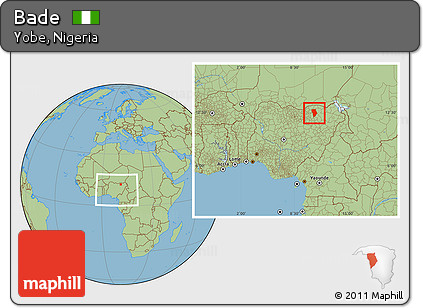 Savanna Style Location Map of Bade, within the entire country