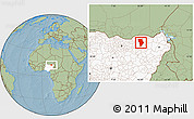 Savanna Style Location Map of Bade, highlighted country, hill shading
