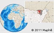 Shaded Relief Location Map of Bade, highlighted country, highlighted parent region