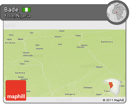 Physical Panoramic Map of Bade